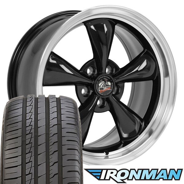 FR01 Wheels Fit Ford Mustang Black Bullitt Wheels Rims & Ironman Tires SET