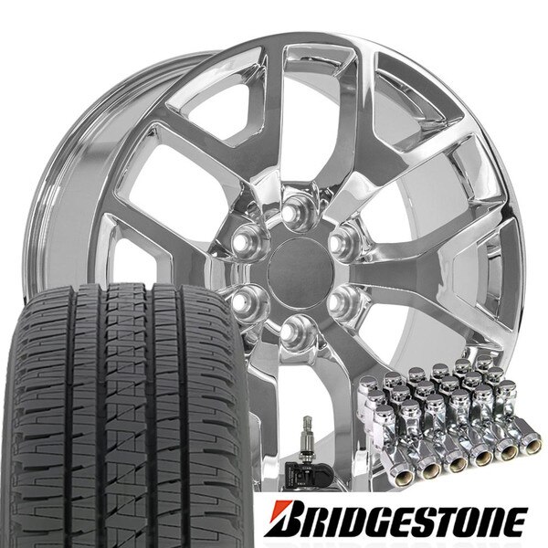 Chevy Rims and Tires CV92 20x9 Chrome Chevy Wheels and Tires Bridgestone