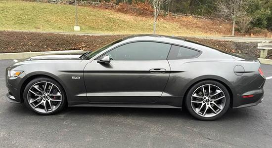 Gray Mustang with FR20  gunmetal machined face wheels  from OE Wheels